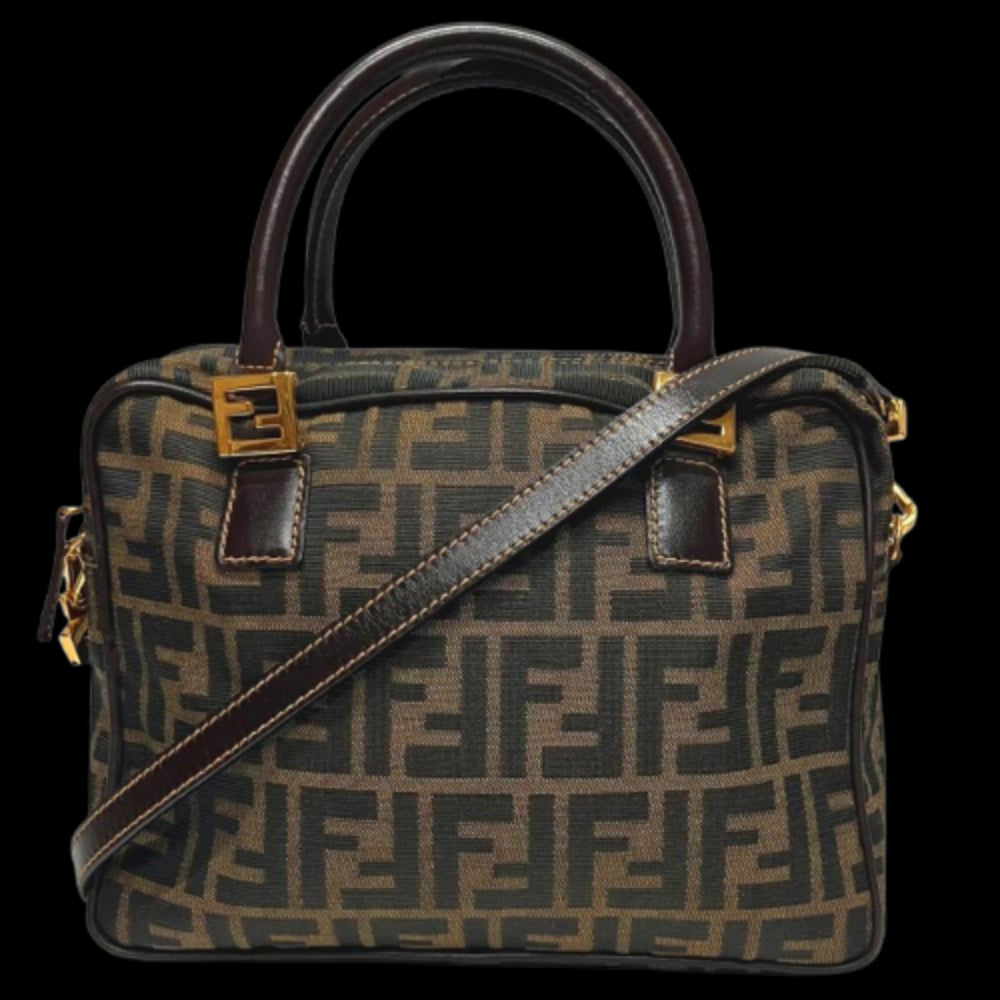 Brown Canvas Fendi Shoulder Bag