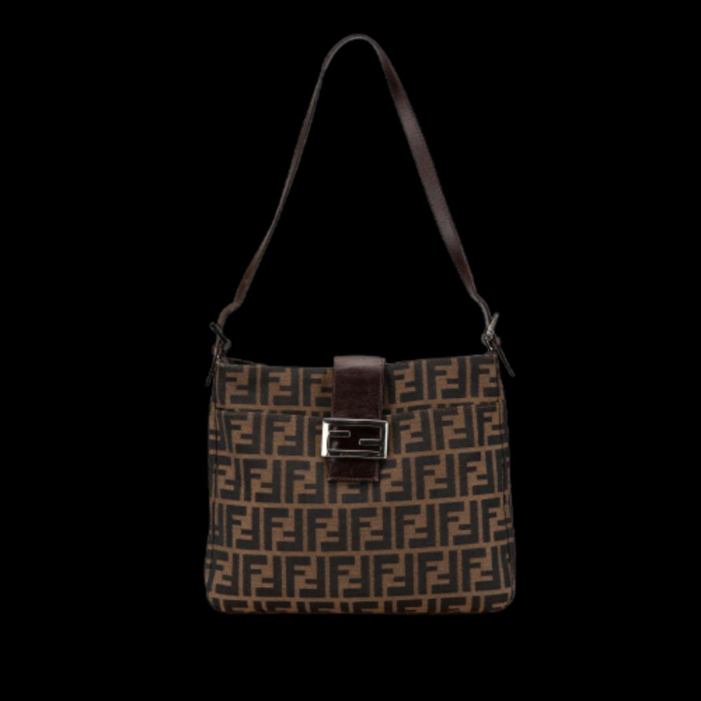 Brown Canvas Fendi Shoulder Bag