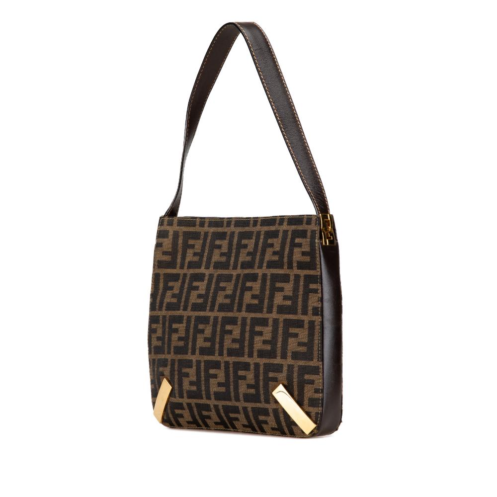 Brown Canvas Fendi Shoulder Bag