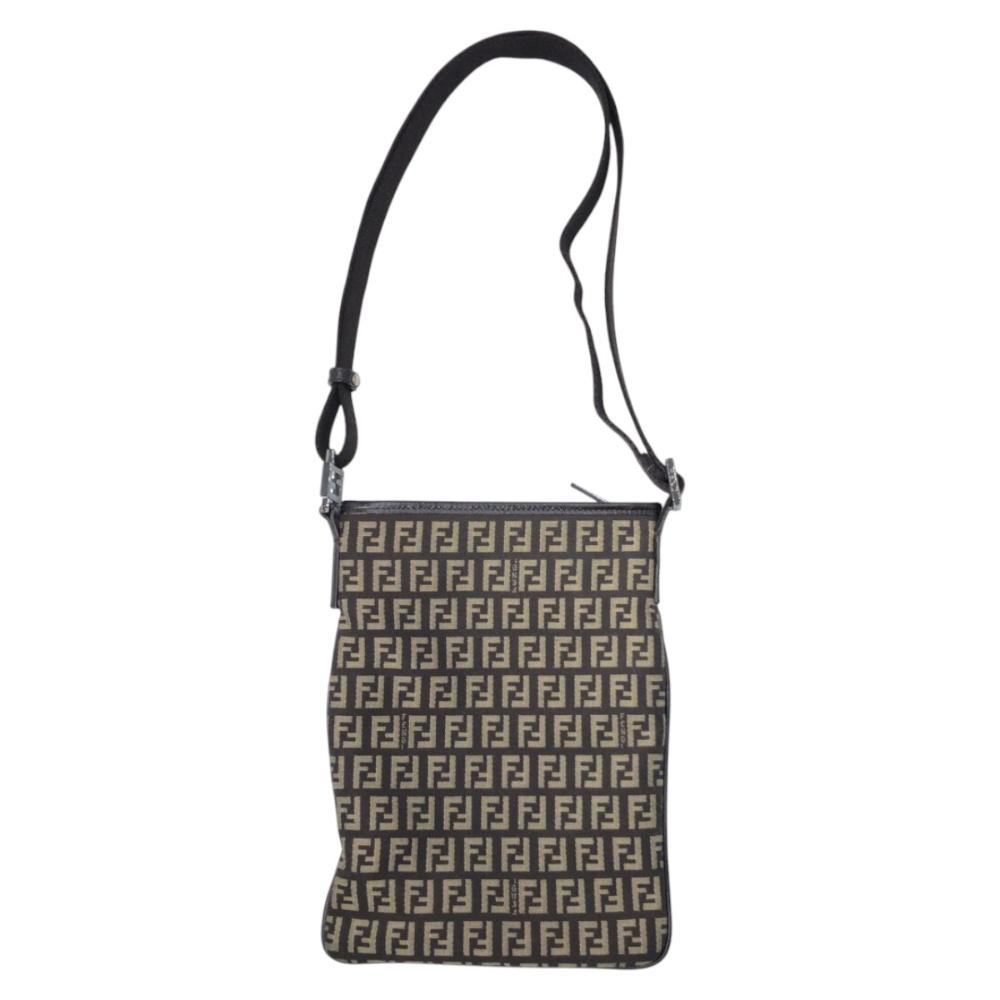 Brown Canvas Fendi Shoulder Bag