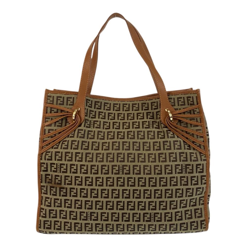 Brown Canvas Fendi Shoulder Bag