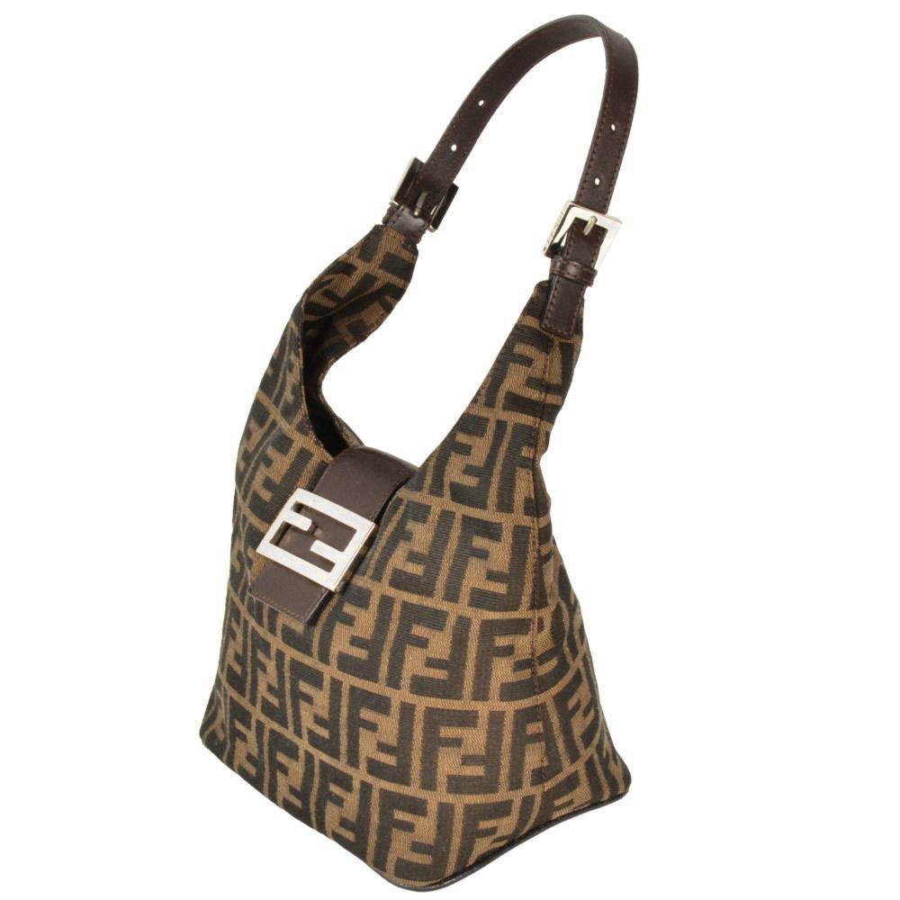 Brown Canvas Fendi Shoulder Bag