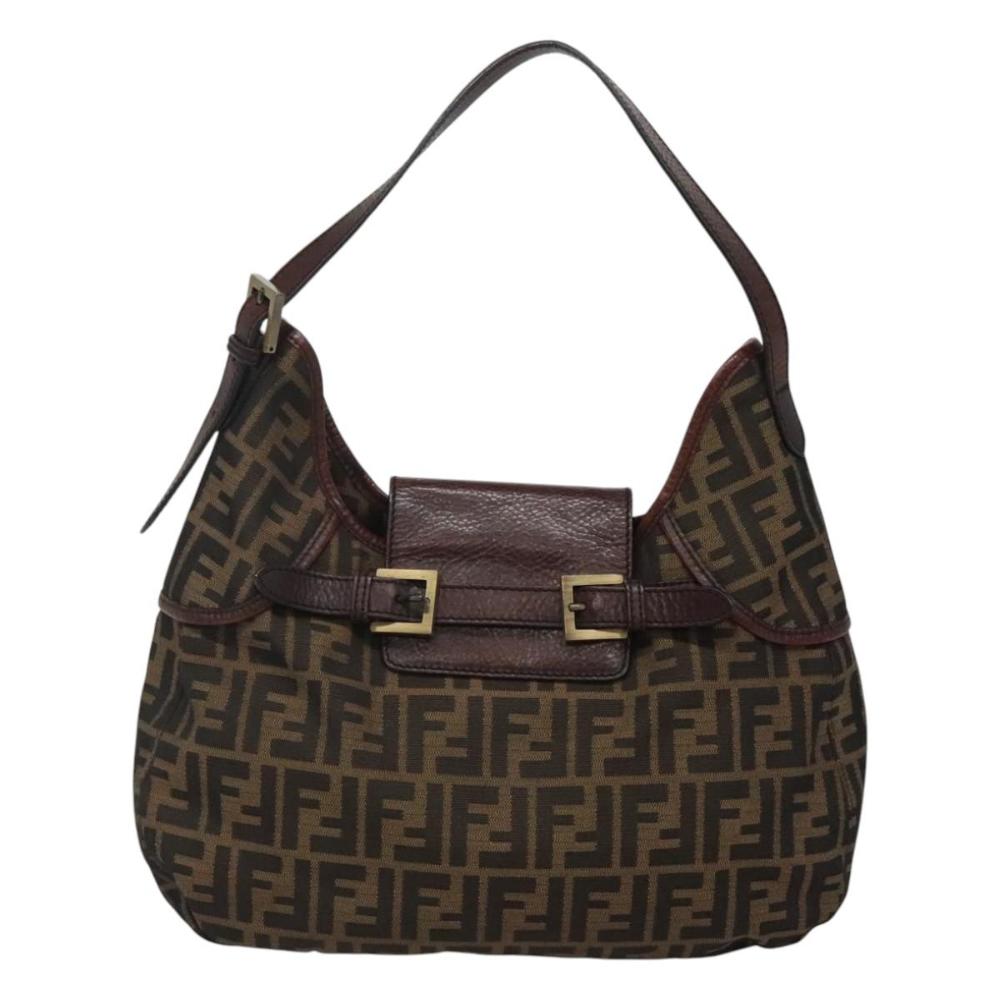Brown Canvas Fendi Shoulder Bag