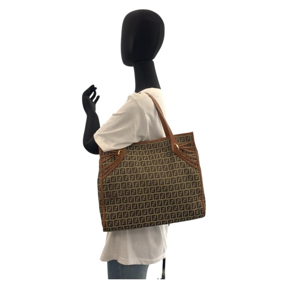 Brown Canvas Fendi Shoulder Bag