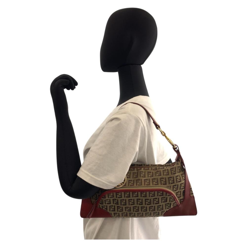 Brown Canvas Fendi Shoulder Bag