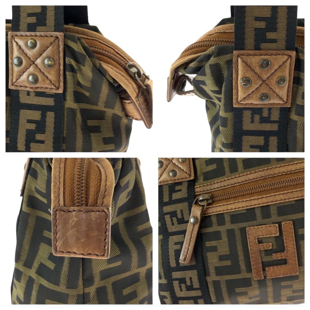 Brown Canvas Fendi Shoulder Bag