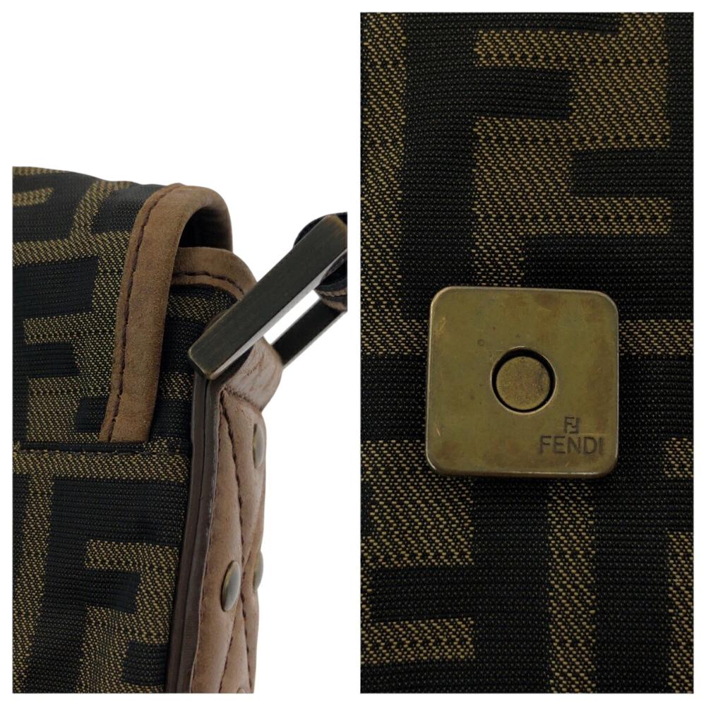 Brown Canvas Fendi Shoulder Bag