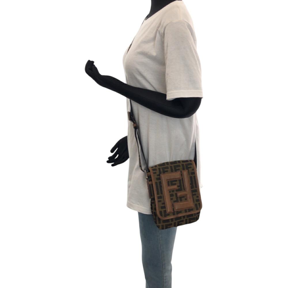 Brown Canvas Fendi Shoulder Bag