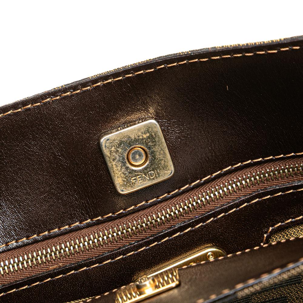 Brown Canvas Fendi Shoulder Bag