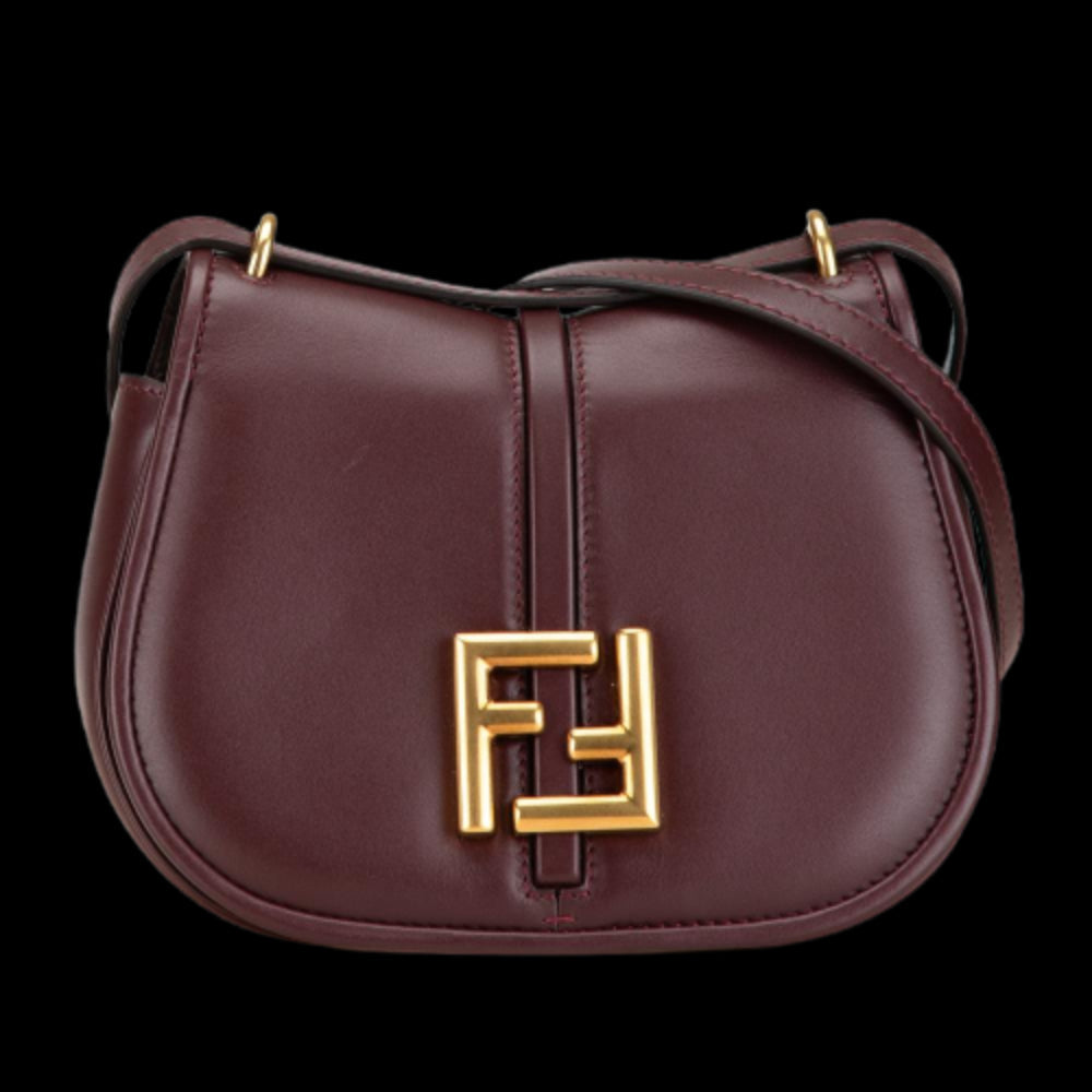 Burgundy Leather Fendi Crossbody Bag