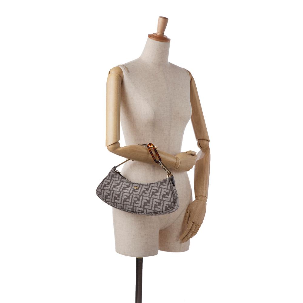 Grey Canvas Fendi Shoulder Bag