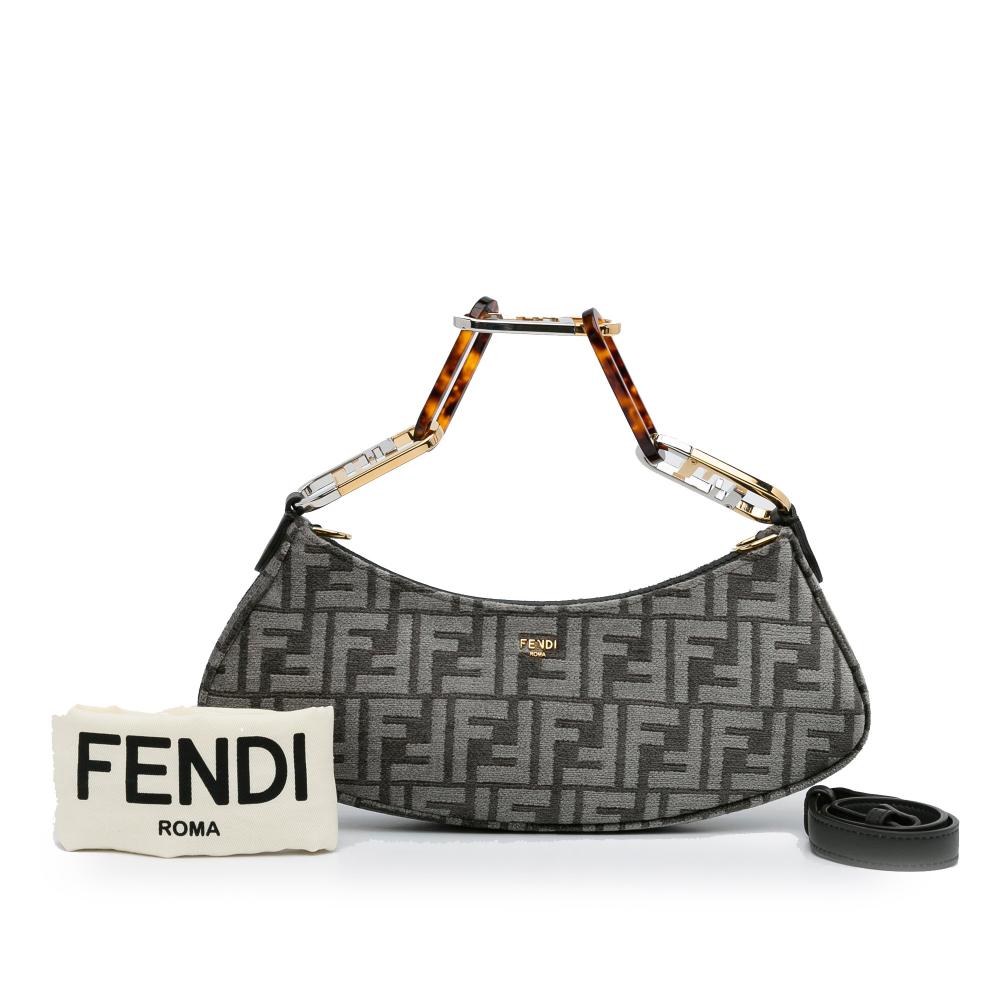 Grey Canvas Fendi Shoulder Bag