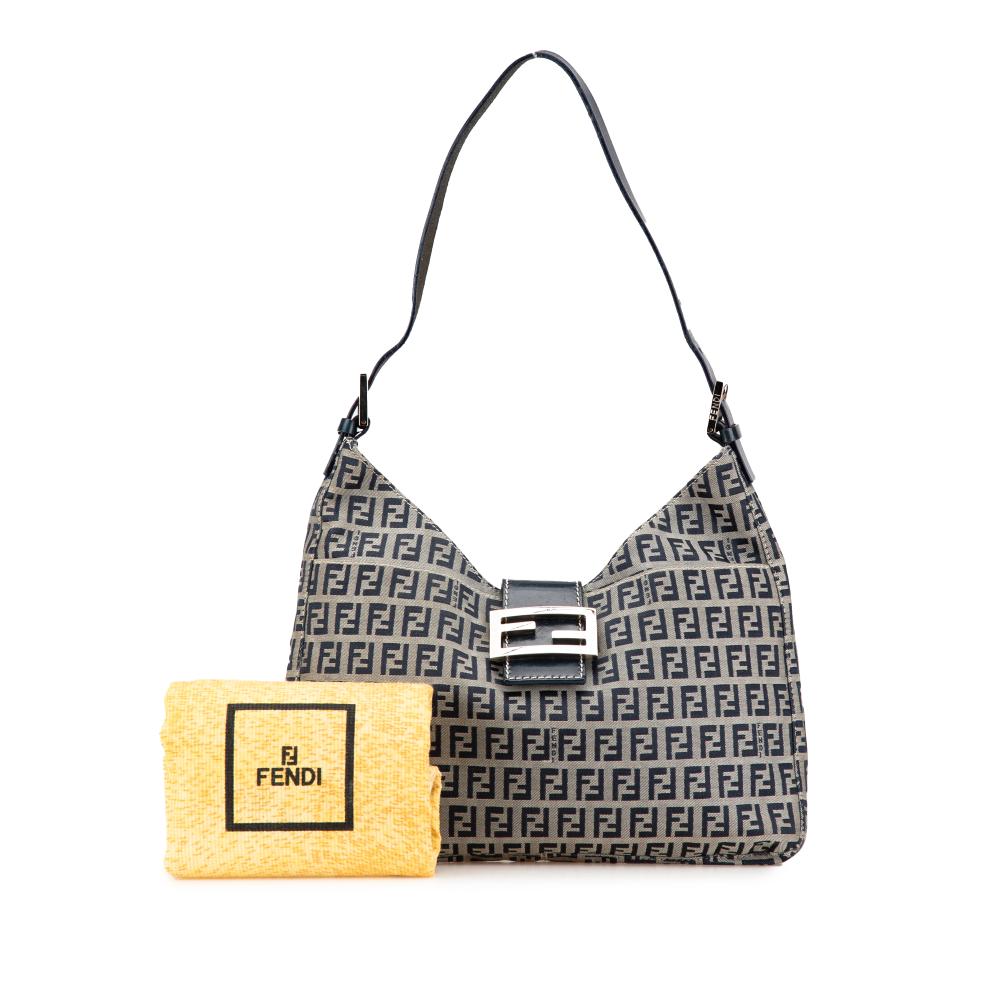 Grey Canvas Fendi Shoulder Bag