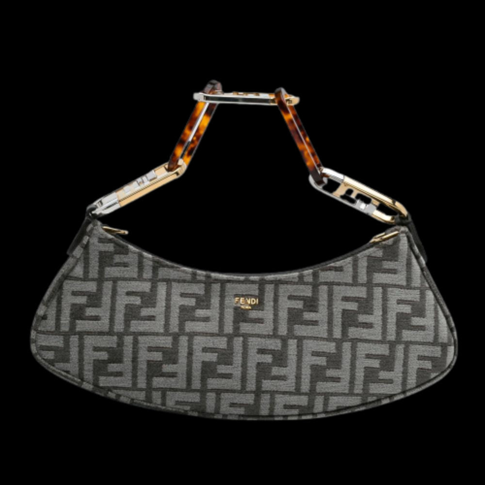 Grey Canvas Fendi Shoulder Bag