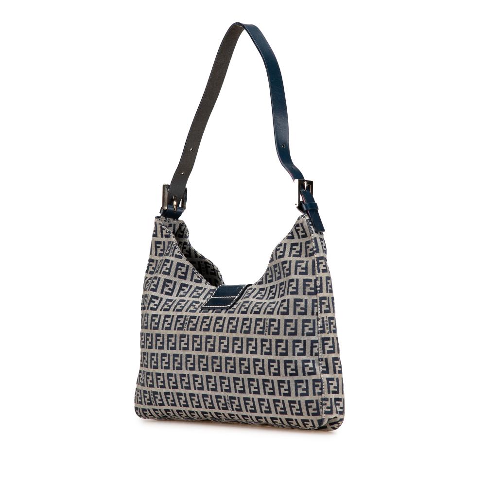 Grey Canvas Fendi Shoulder Bag