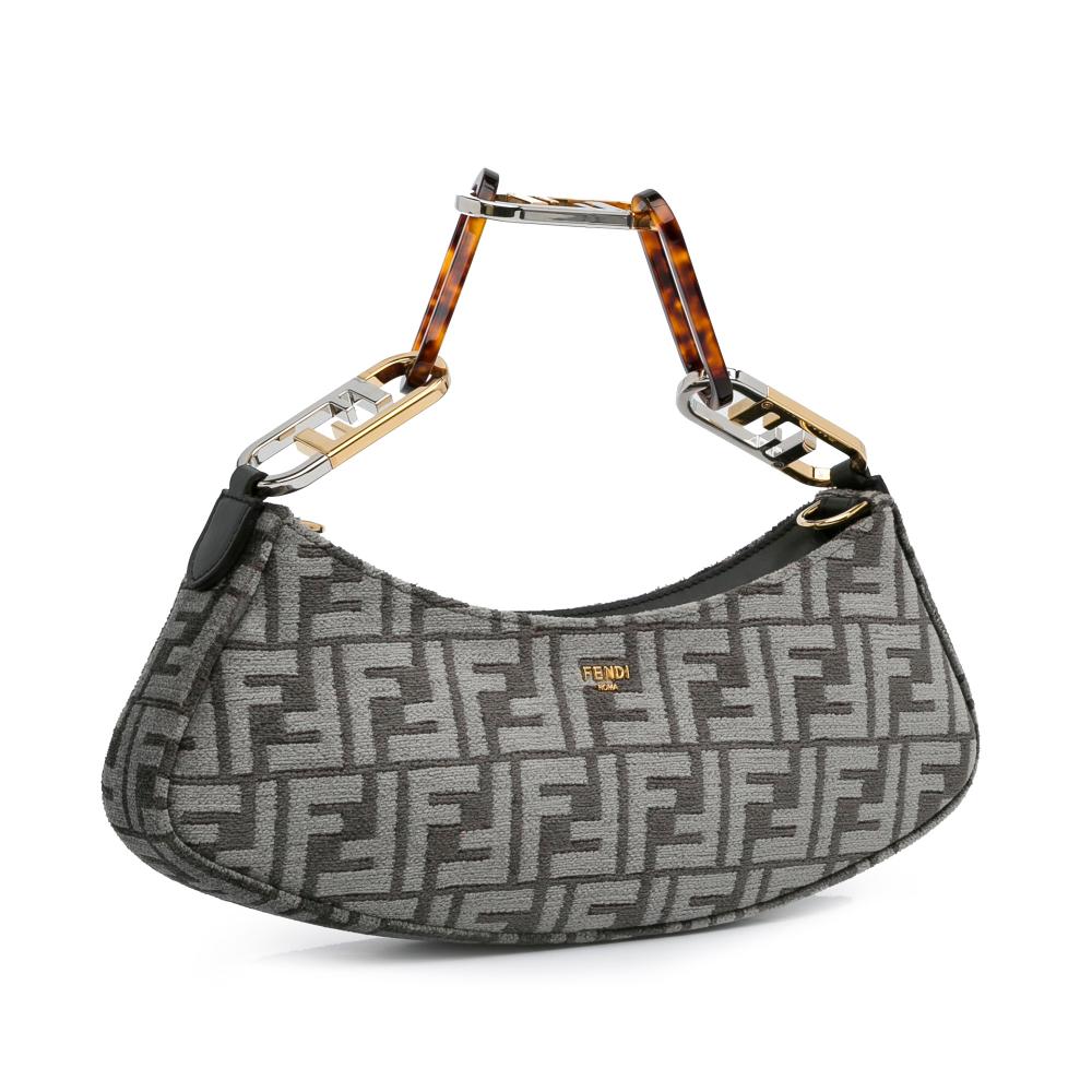 Grey Canvas Fendi Shoulder Bag