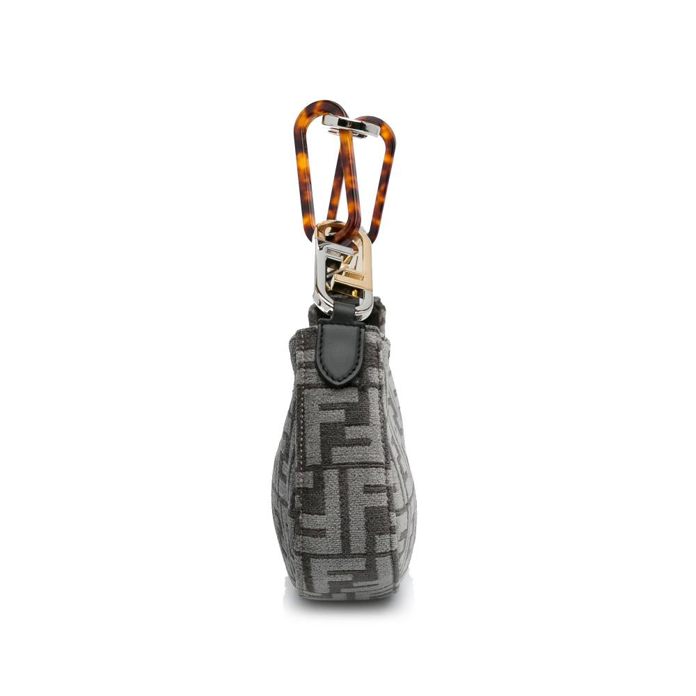 Grey Canvas Fendi Shoulder Bag
