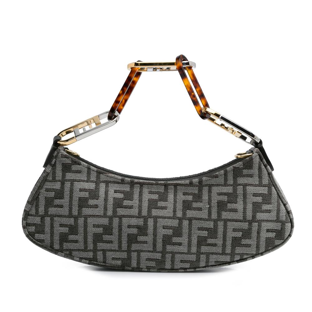 Grey Canvas Fendi Shoulder Bag