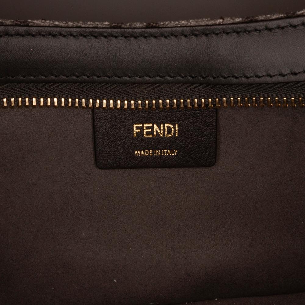 Grey Canvas Fendi Shoulder Bag