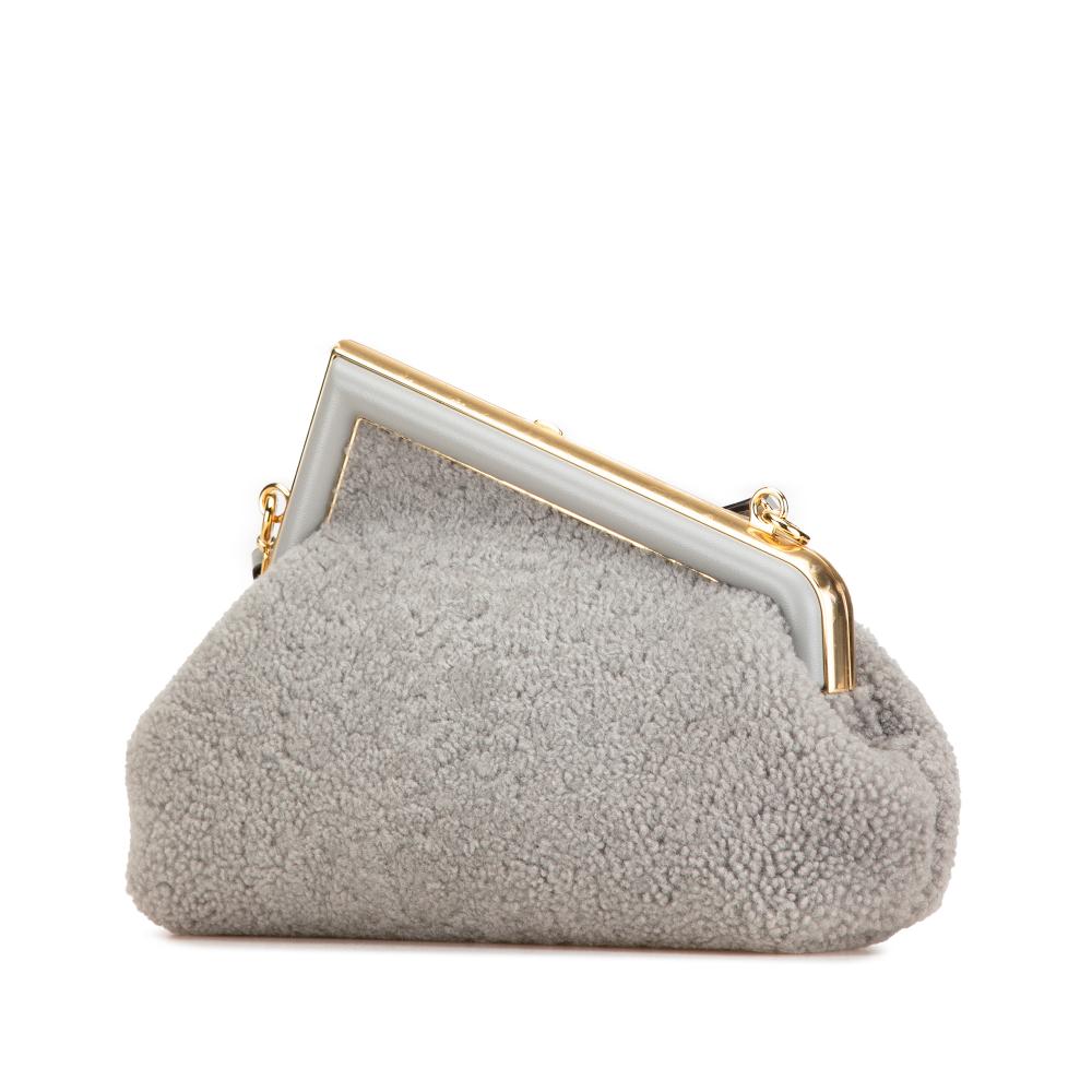 Grey Fur Fendi Crossbody Bag
