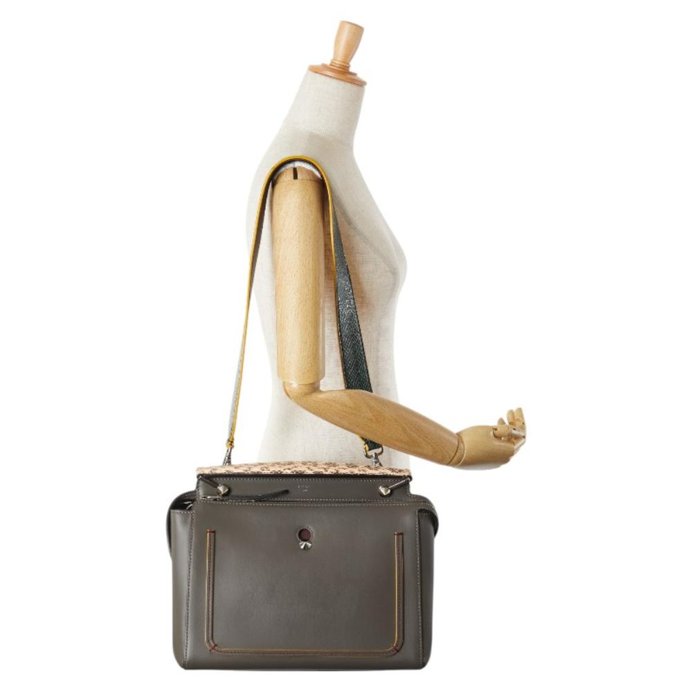 Grey Leather Fendi Shoulder Bag