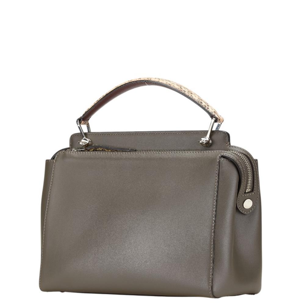 Grey Leather Fendi Shoulder Bag