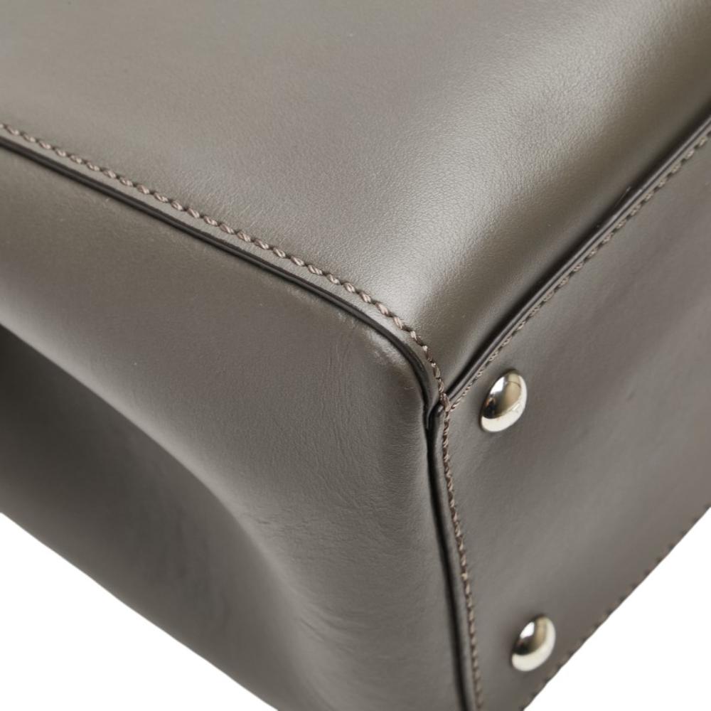 Grey Leather Fendi Shoulder Bag