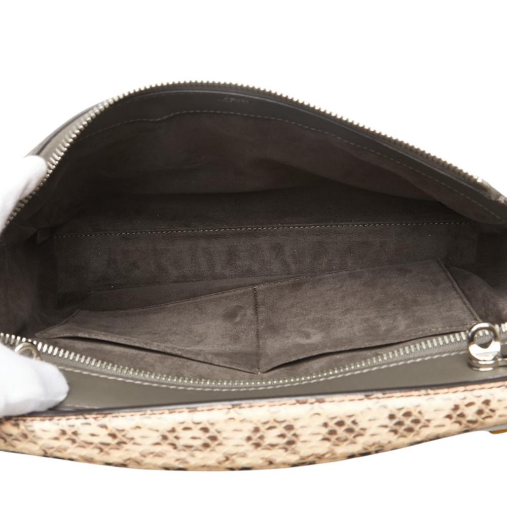 Grey Leather Fendi Shoulder Bag