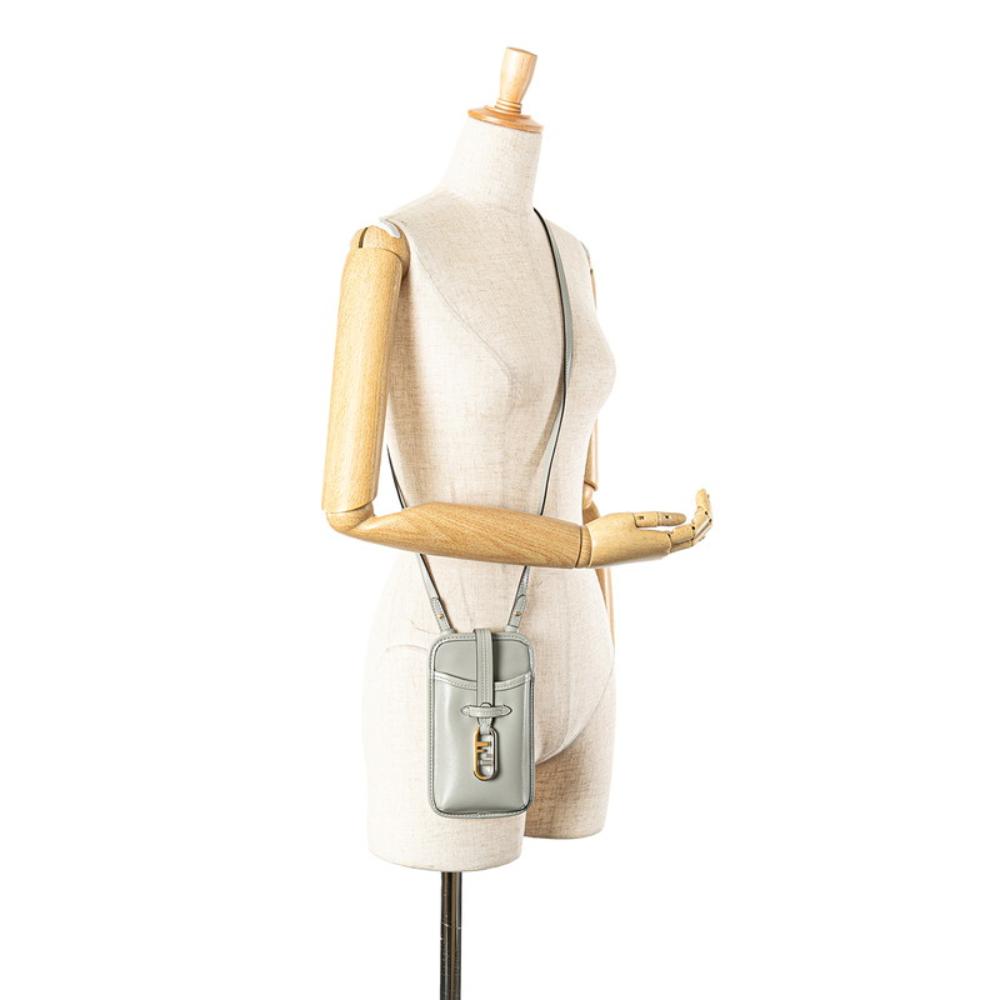 Grey Leather Fendi Shoulder Bag