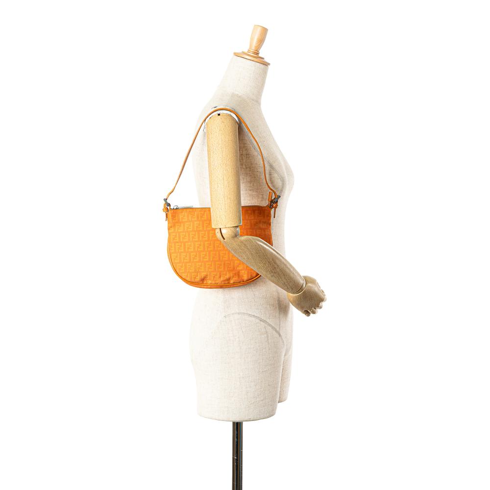 Orange Canvas Fendi Shoulder Bag