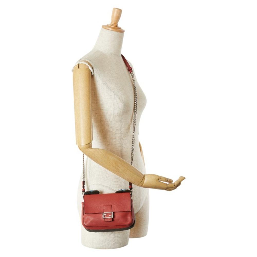 Red Leather Fendi Crossbody Bag