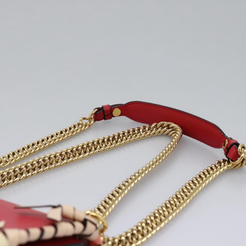 Red Leather Fendi Shoulder Bag
