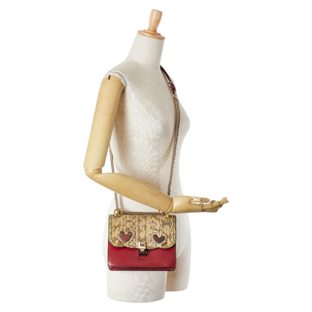 Red Leather Fendi Shoulder Bag