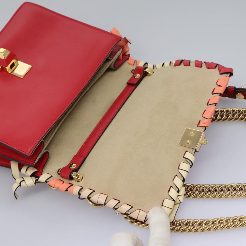 Red Leather Fendi Shoulder Bag