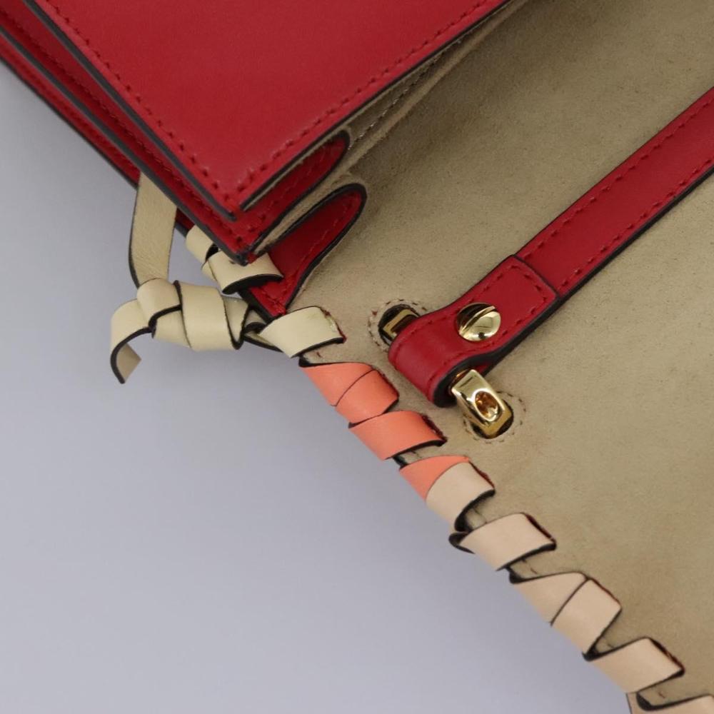 Red Leather Fendi Shoulder Bag