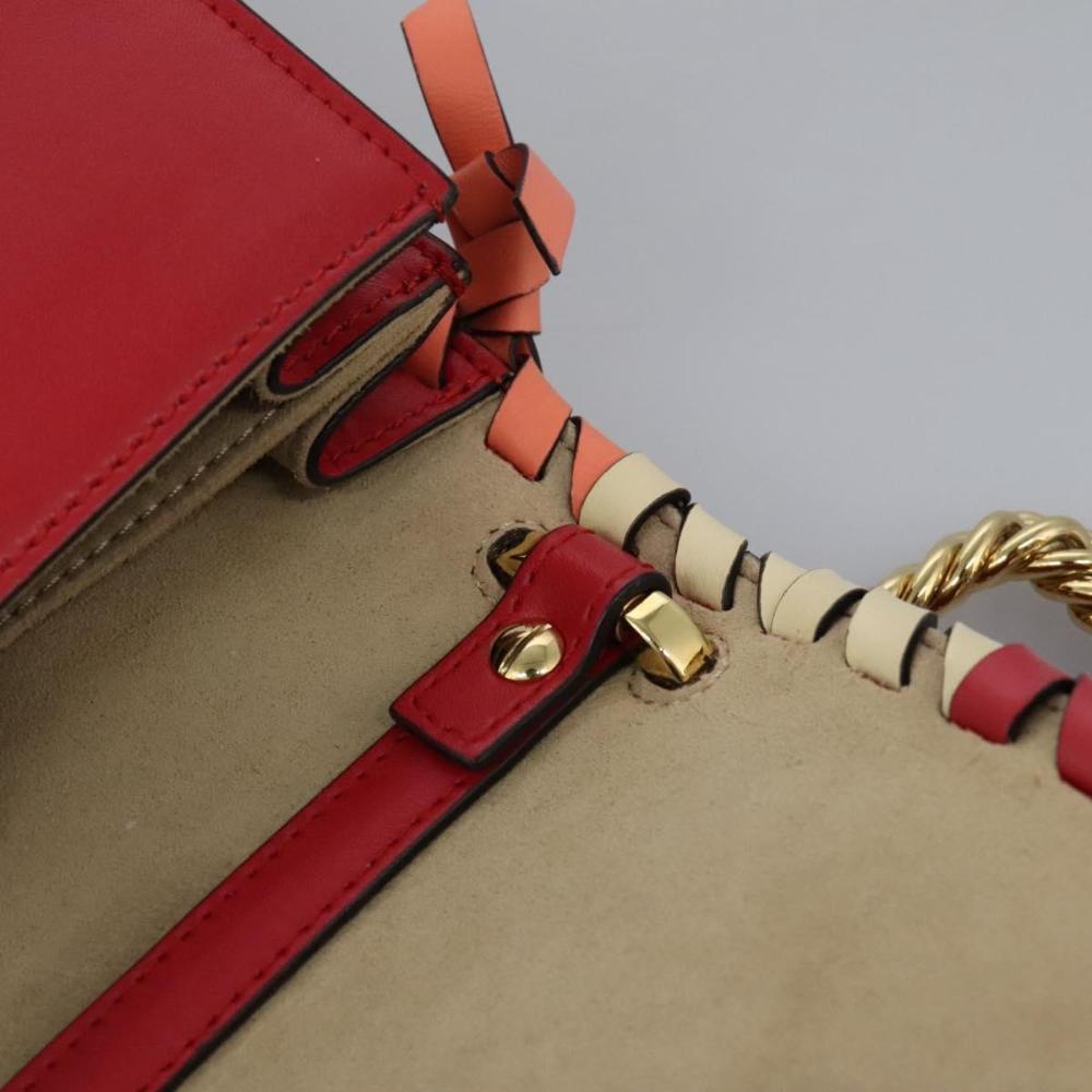 Red Leather Fendi Shoulder Bag