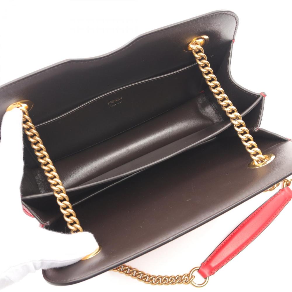 Red Leather Fendi Shoulder Bag