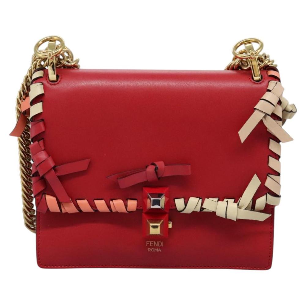 Red Leather Fendi Shoulder Bag