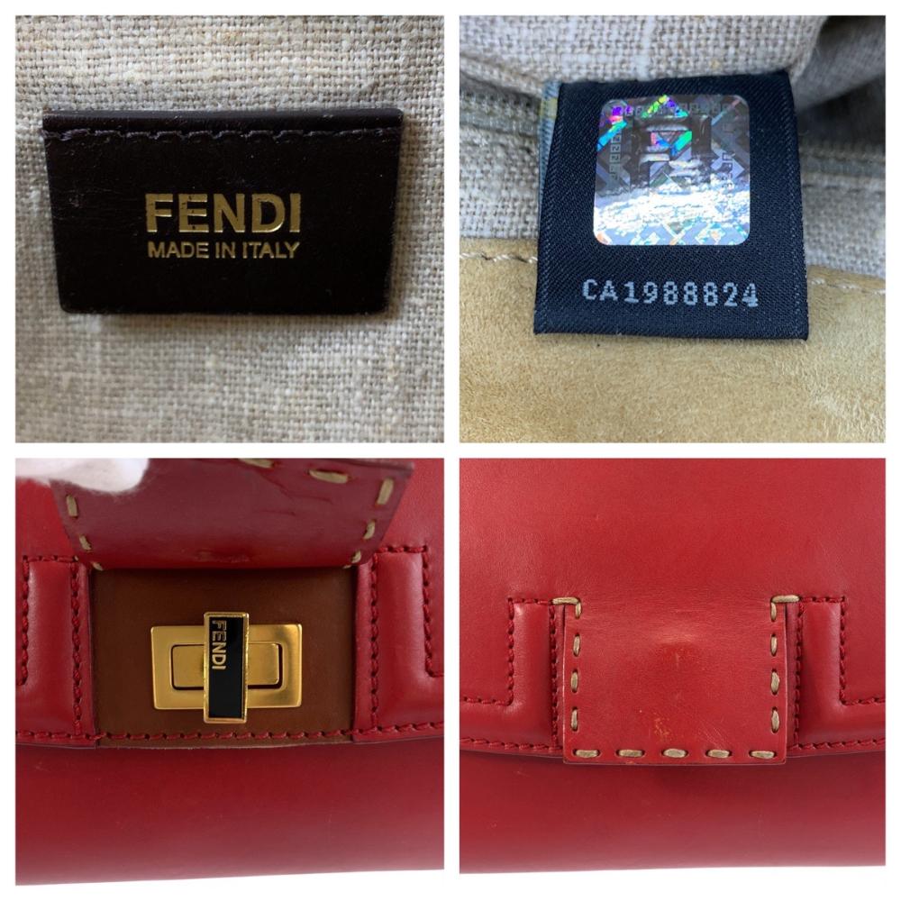 Red Leather Fendi Shoulder Bag