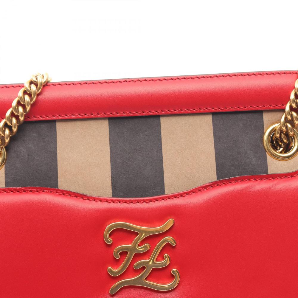 Red Leather Fendi Shoulder Bag