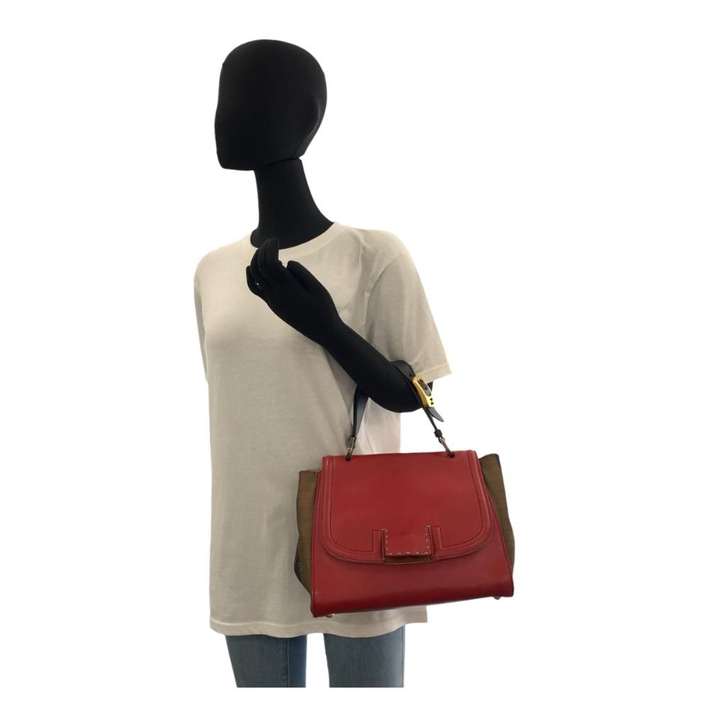Red Leather Fendi Shoulder Bag