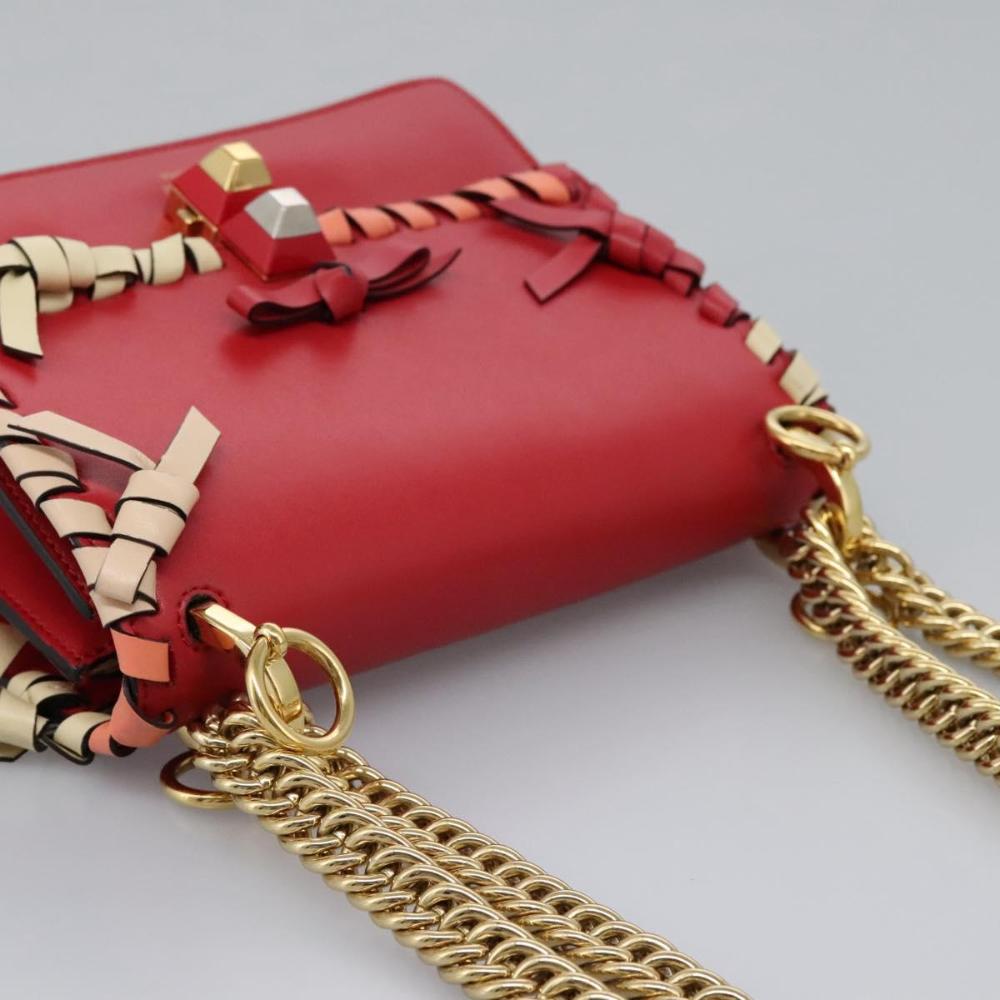 Red Leather Fendi Shoulder Bag