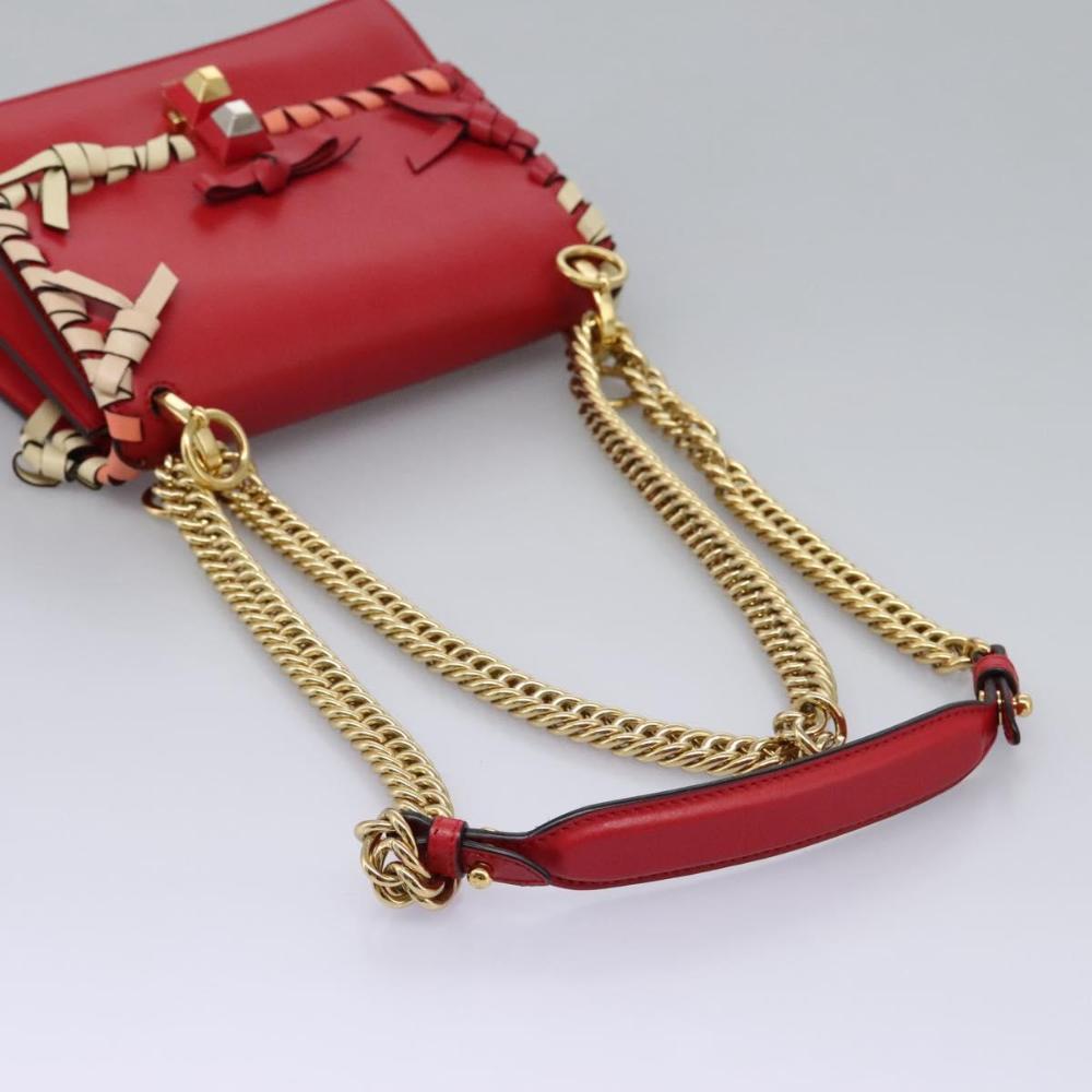 Red Leather Fendi Shoulder Bag