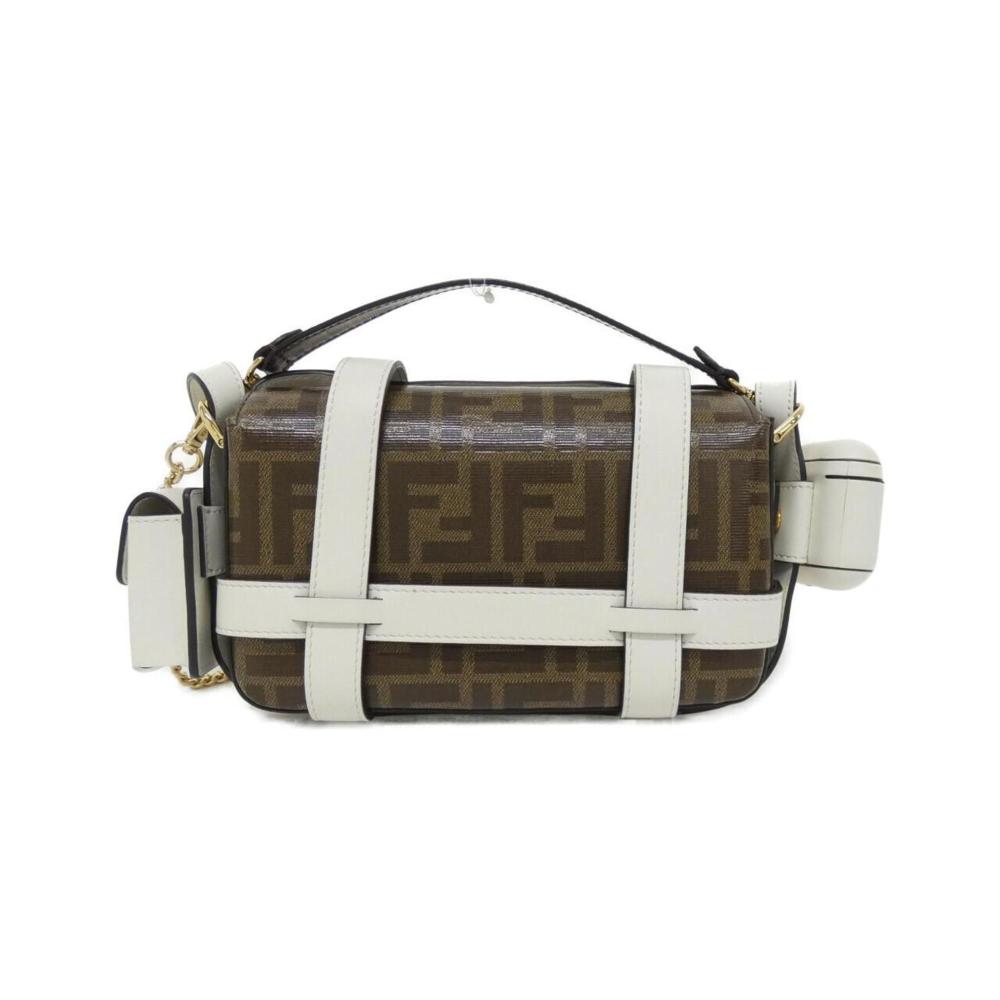 White Coated Canvas Fendi Shoulder Bag