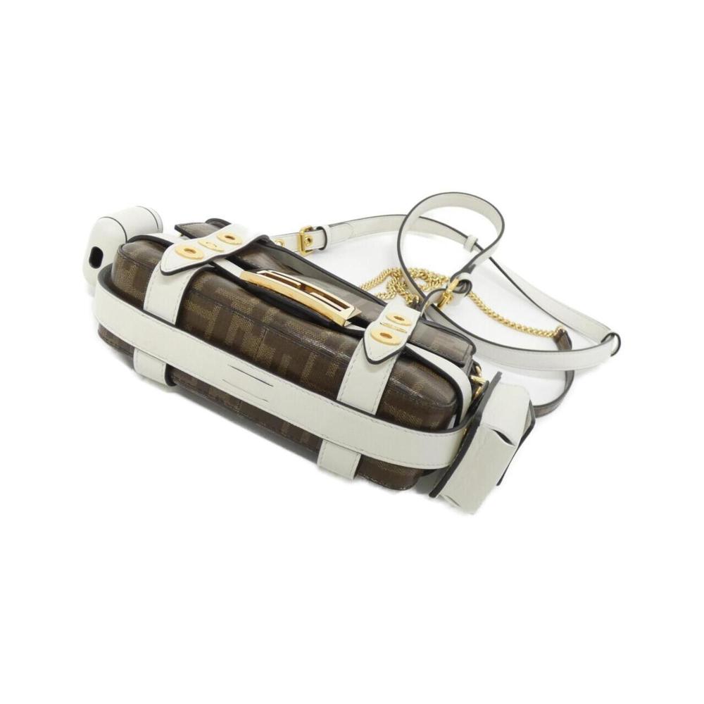 White Coated Canvas Fendi Shoulder Bag