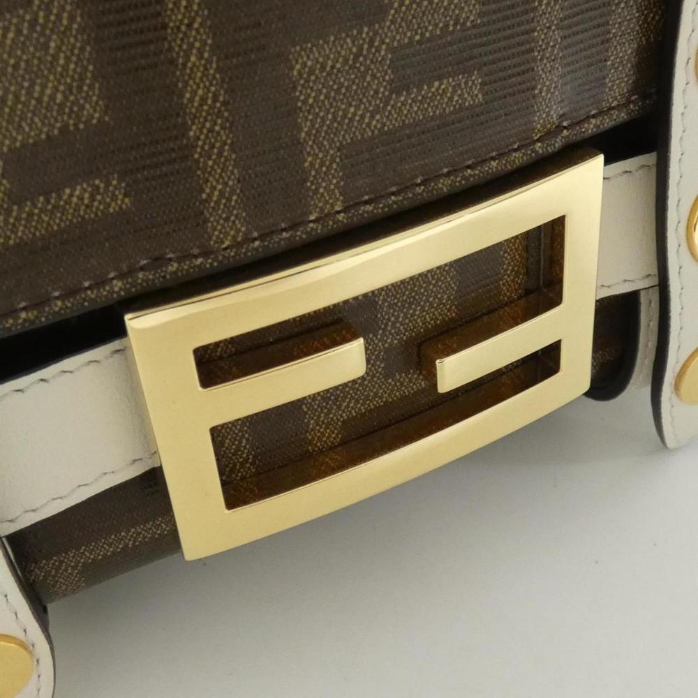 White Coated Canvas Fendi Shoulder Bag