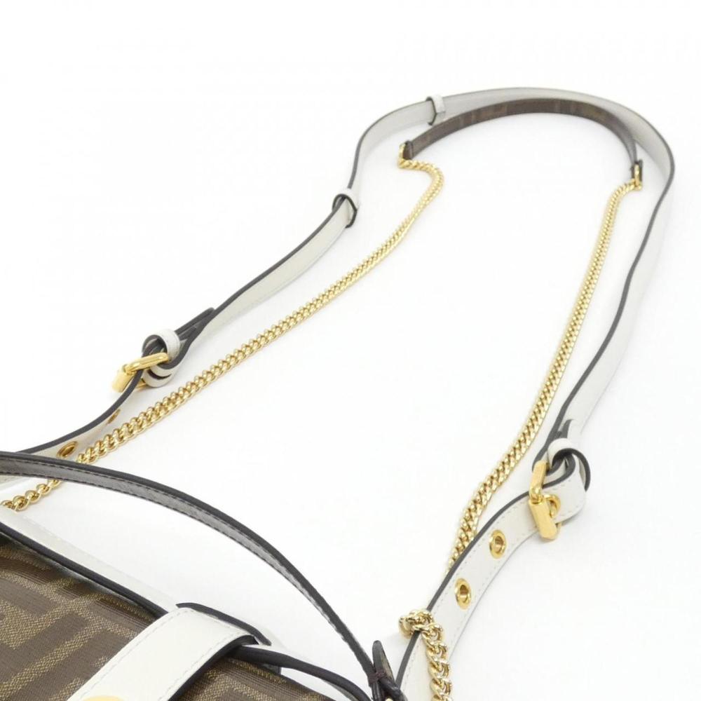 White Coated Canvas Fendi Shoulder Bag