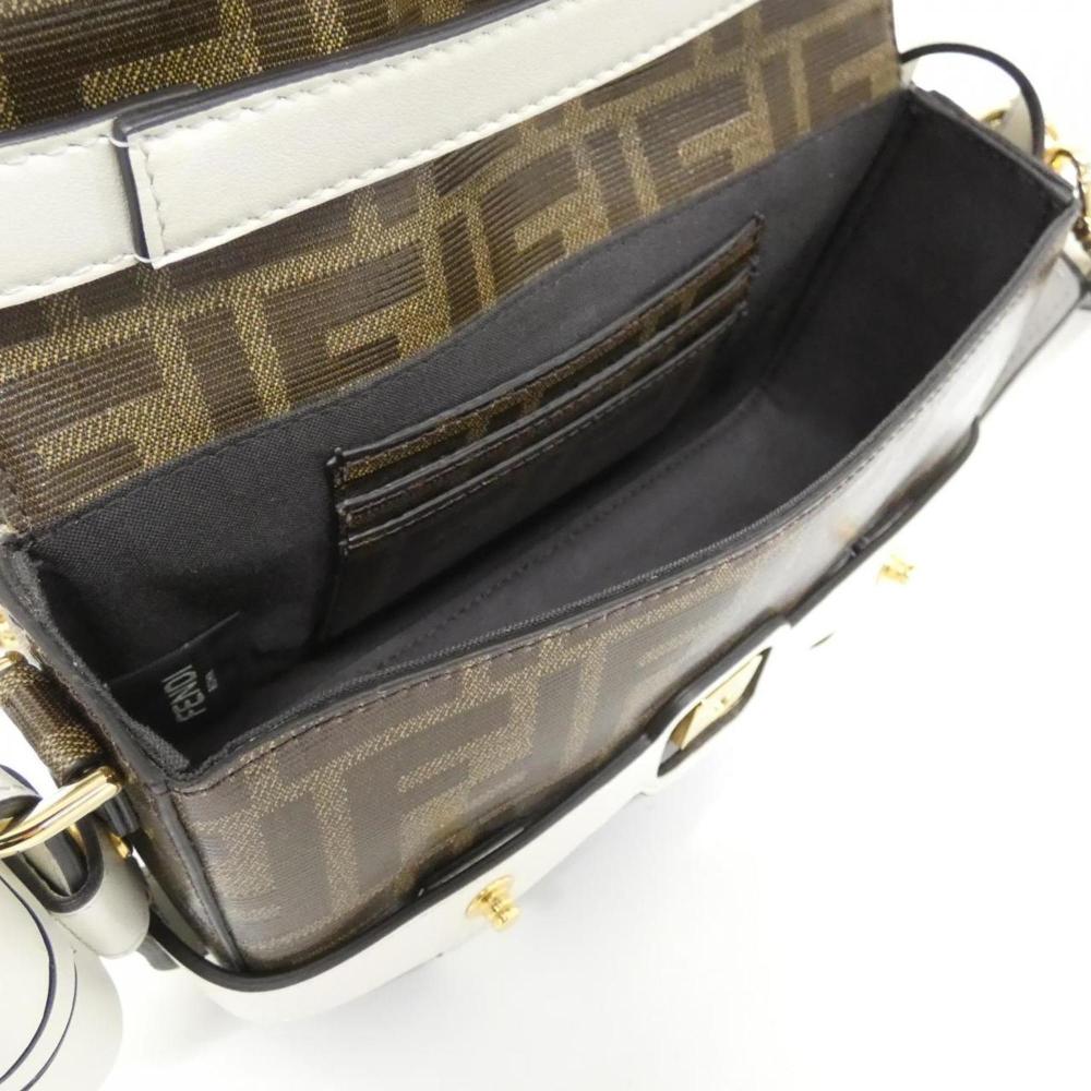 White Coated Canvas Fendi Shoulder Bag
