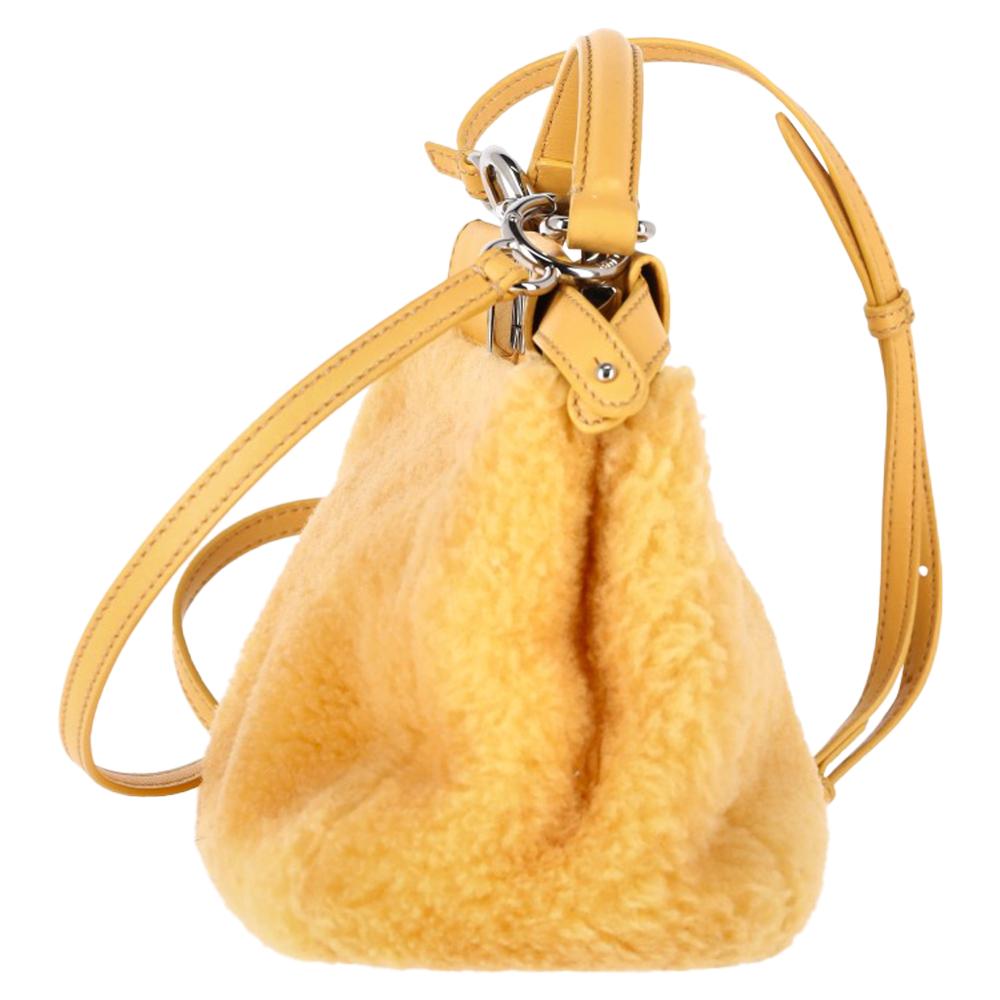 Yellow Faux Fur Fendi Peekaboo