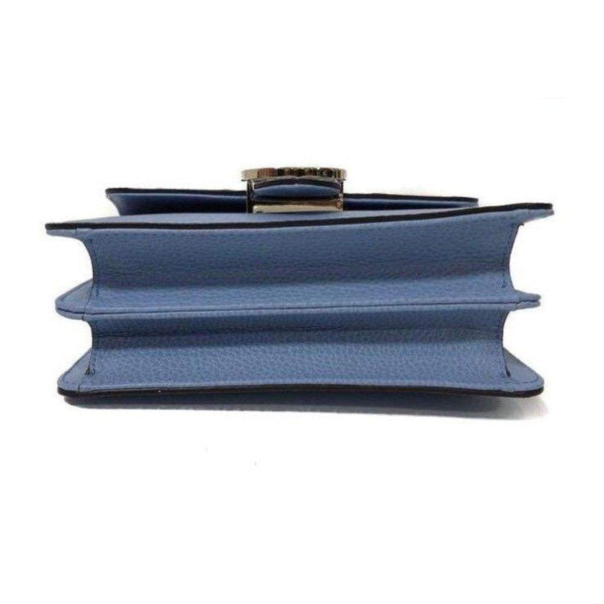 Blue Leather Marmont Interlocking GG Crossbody Bag